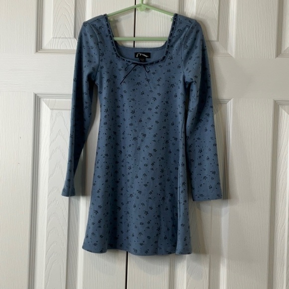 Art Class - Girl Long Sleeve Square Neck Ribbed Dress 90's Grunge Size XS (4/5) - Picture 6 of 10